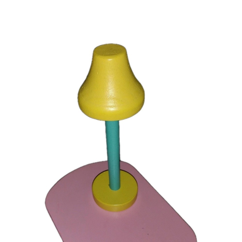 Toys" R" Us Floor Lamp‎ Wood Doll House Furniture  Yellow Turquoise Rare EUC